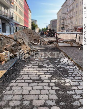 City Road Maintenance Work , Public Street Construction Site, Berlin, Germany, 129711016