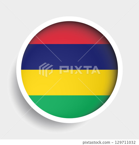 Flag of Mauritius, round icon with shadow, national symbol Flag of Mauritius, round icon with shadow, national symbol 129711032