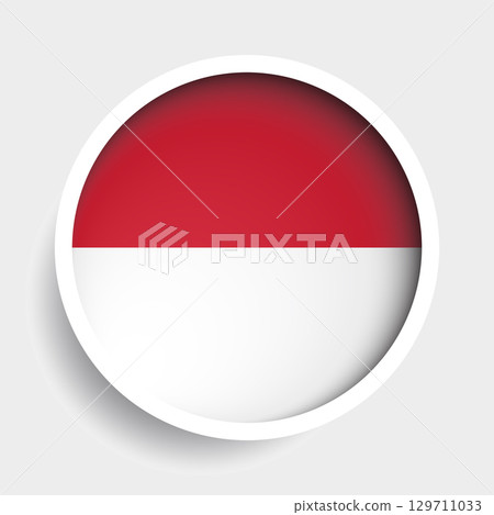 Flag of Monaco, round icon with shadow, national symbol Flag of Monaco, round icon with shadow, national symbol 129711033