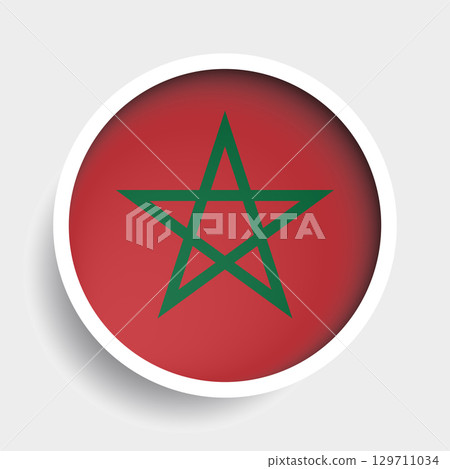 Flag of Morocco, round icon with shadow, national symbol Flag of Morocco, round icon with shadow, national symbol 129711034