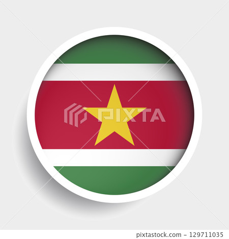 Flag of Suriname, round icon with shadow, national symbol Flag of Suriname, round icon with shadow, national symbol 129711035