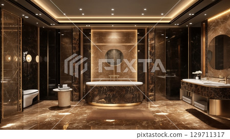 Luxurious modern bathroom interior design. Elegant home decor concept. 129711317