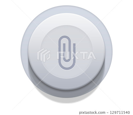 Paper clip icon on grey button on transparent background Paper clip icon on grey button on transparent background 129711540