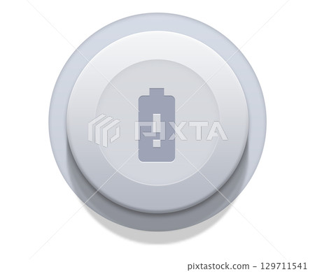 Battery notification icon on grey button on transparent background Battery notification icon on grey button on transparent background 129711541
