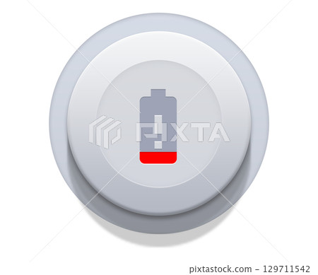 Battery low energy icon on grey button on transparent background Battery low energy icon on grey button on transparent background 129711542