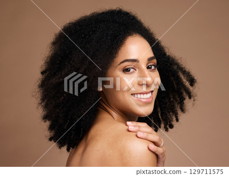 Afro woman, hand or face skincare on studio background in self love hug, healthcare wellness or body dermatology. Portrait, smile or beauty model with natural hairstyle, makeup cosmetic or manicure Afro woman, hand or face skincare on studio background in self love hug, healthcare wellness or body dermatology. Portrait, smile or beauty model with natural hairstyle, makeup cosmetic or manicure 129711575
