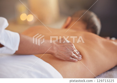 Hand, luxury massage and zen spa wellness for beauty sknicare, body care and stress relief or physical therapy. Masseuse, relax and muscle or pain health, healing and cosmetics therapist in salon 129713225
