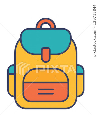 Isolated illustration of yellow school backpack on transparent background Isolated illustration of yellow school backpack on transparent background 129713844