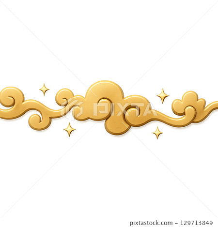 Mid autumn festival golden cloud decoration on transparent background 129713849