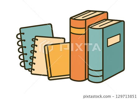 Books and notebooks illustration for back to school theme, isolated 129713851