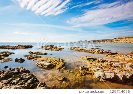 Breathtaking sea with white clouds. Breathtaking sea with white clouds. 129714056