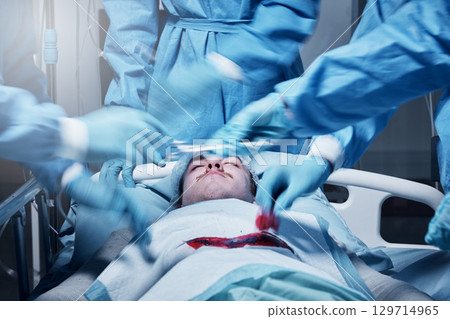 Surgery team, doctor and blood in medical hospital room for healthcare wellness, heart theater and patient emergency. Nurses hands, clinic teamwork and surgical operation or cardiology surgeon Surgery team, doctor and blood in medical hospital room for healthcare wellness, heart theater and patient emergency. Nurses hands, clinic teamwork and surgical operation or cardiology surgeon 129714965