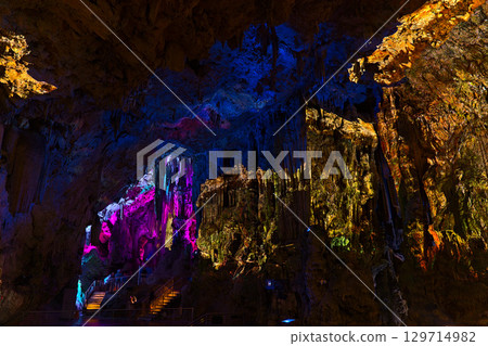 Light shows in St. Michael's Cave in Gibraltar Light shows in St. Michael's Cave in Gibraltar 129714982