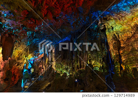 Light shows in St. Michael's Cave in Gibraltar Light shows in St. Michael's Cave in Gibraltar 129714989