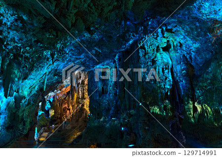 Light shows in St. Michael's Cave in Gibraltar Light shows in St. Michael's Cave in Gibraltar 129714991