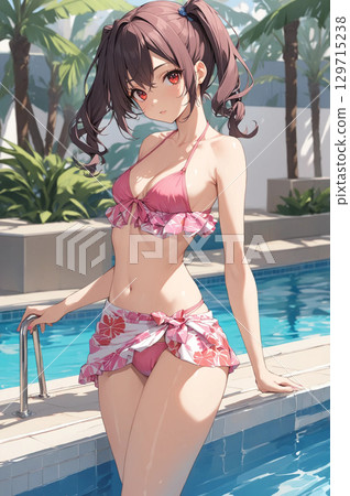 Beautiful girl in pink bikini (pareo) Beautiful girl in pink bikini (pareo) 129715238