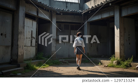 Ruins and High School Girls 129715324