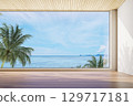 Modern contemporary style empty room with sea view background 3d render 129717181