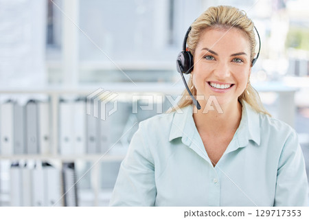 Call center, smile and portrait of telemarketing worker, customer support and consultant advice at crm company. Contact us, customer service and employee consulting online at a communication business Call center, smile and portrait of telemarketing worker, customer support and consultant advice at crm company. Contact us, customer service and employee consulting online at a communication business 129717353