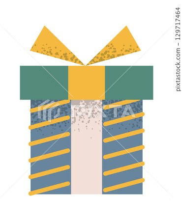 Geometric wrapped Christmas gift box Geometric wrapped Christmas gift box 129717464