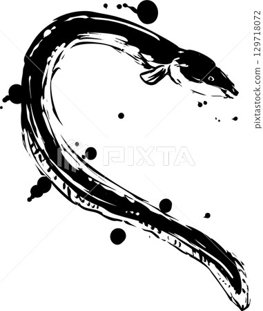 鰻魚墨畫插圖 鰻魚墨畫插圖 129718072