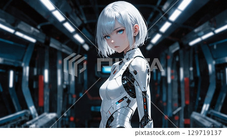 Robot and cyborg girl 129719137