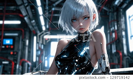 Robot and cyborg girl 129719142