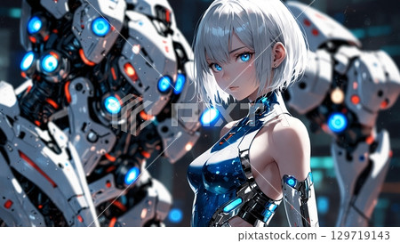 Robot and cyborg girl Robot and cyborg girl 129719143