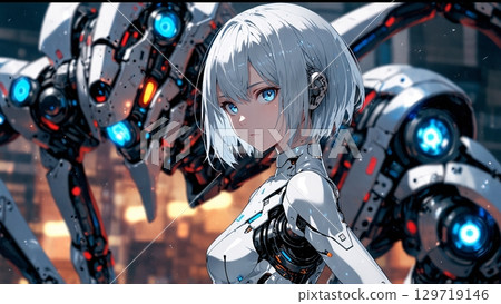 Robot and cyborg girl 129719146