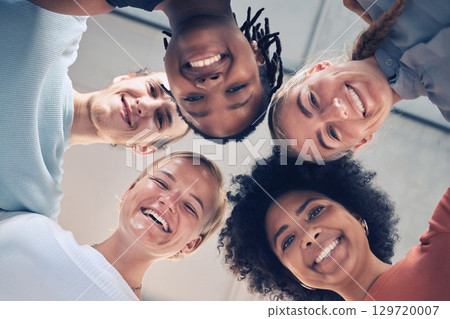 Friends, selfie and low angle portrait of worker, corporate and diversity group with a smile. Happy circle, solidarity and work community of company employee face ready for working and teamwork Friends, selfie and low angle portrait of worker, corporate and diversity group with a smile. Happy circle, solidarity and work community of company employee face ready for working and teamwork 129720007