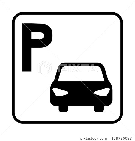 Parking lot icon silhouette with car and P mark 129720088