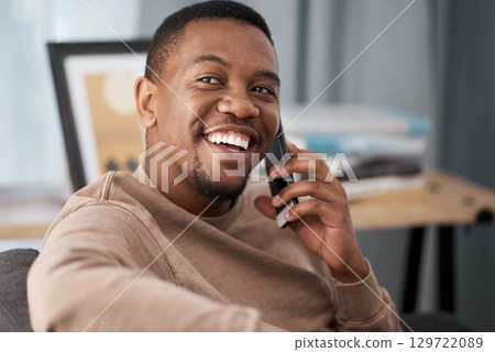 Phone call with smartphone, black man smile and phone conversation, businessman in office and contact, communication and technology. Modern office, talking and 5g network with mobile, happy on call. Phone call with smartphone, black man smile and phone conversation, businessman in office and contact, communication and technology. Modern office, talking and 5g network with mobile, happy on call. 129722089