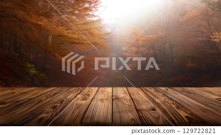 Wood-grain flooring and walls 129722821