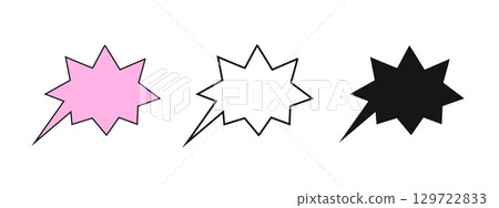 Set of cute speech bubble templates with zigzag borders. Chat balloons, text boxes, communication frames, message tags, question labels isolated on white background. Vector illustration Set of cute speech bubble templates with zigzag borders. Chat balloons, text boxes, communication frames, message tags, question labels isolated on white background. Vector illustration 129722833
