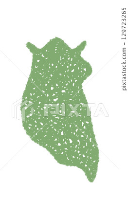 Fluid green bubble in chalk sketch style forms an organic chat message. Fluid squiggle shape creates a rectangular speech bubble for talk and graphic message communication. 129723265