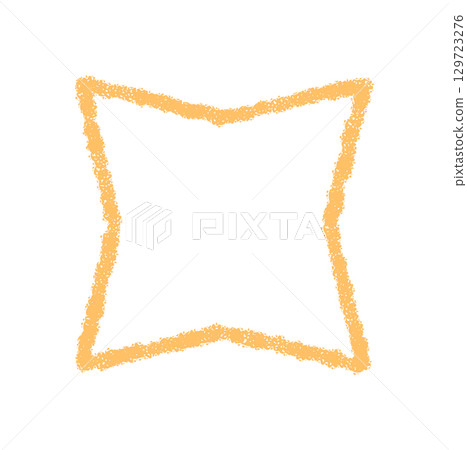 Crayon starburst outline as a yellow symbol with magic shine. Firework element and sparkle star, pattern and flare burst. Perfect for holiday or celebration theme, minimal festive style. 129723276