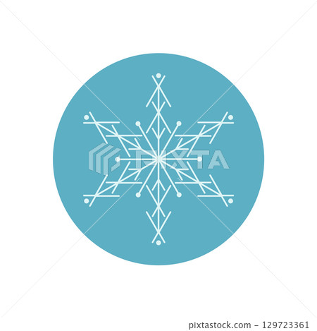 Blue outline snow flake label with a circle shape and ornament element. Icy frost and chill accent the lid seal, perfect for winter package or xmas product, adding a seasonal ornament. Blue outline snow flake label with a circle shape and ornament element. Icy frost and chill accent the lid seal, perfect for winter package or xmas product, adding a seasonal ornament. 129723361