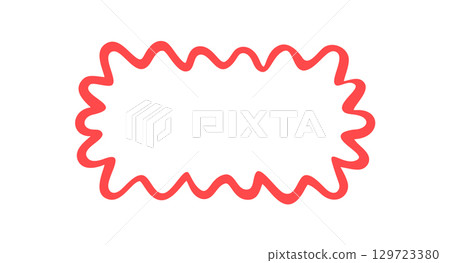 Groovy red wavy rectangle border frame in retro doodle outline style. Abstract shape element and y2k background with graphic outline, perfect for trendy art accent and modern visual concept. Groovy red wavy rectangle border frame in retro doodle outline style. Abstract shape element and y2k background with graphic outline, perfect for trendy art accent and modern visual concept. 129723380