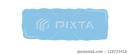 Organic blue wavy frame with rectangle outline and hand drawn border style. Banner template with label area and card background for text in poster or invitation concept. 129723418