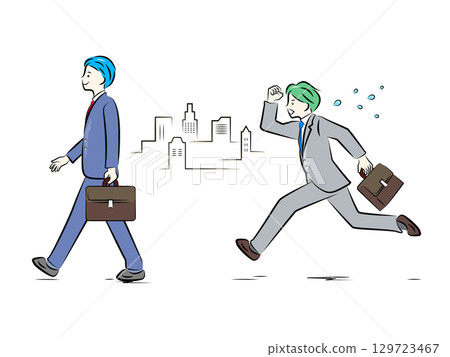A businessman running after a colleague walking in front of him | Business illustration series A businessman running after a colleague walking in front of him | Business illustration series 129723467