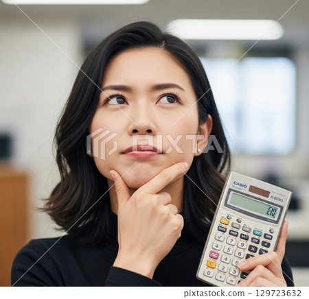 A woman with a flash of inspiration 129723632