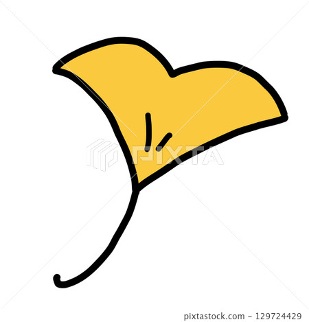 Hand-drawn line drawing of a cute ginkgo leaf 129724429