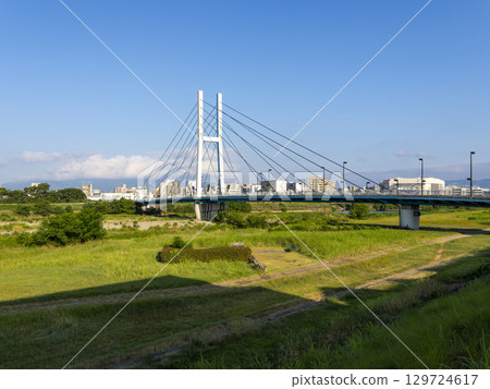 豬名川斜張橋與城市景觀 豬名川斜張橋與城市景觀 129724617