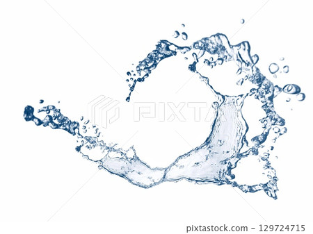 藍色的水花插畫 129724715