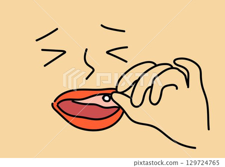 患有口腔潰瘍的人的插圖 129724765