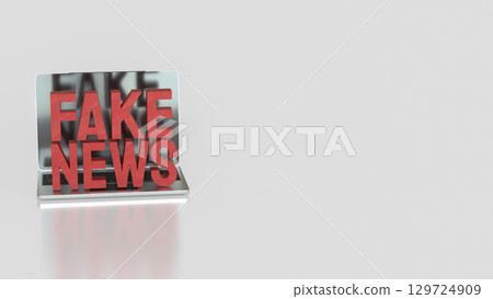 The Red Fake News on Laptop  image 3d Rendering. 129724909