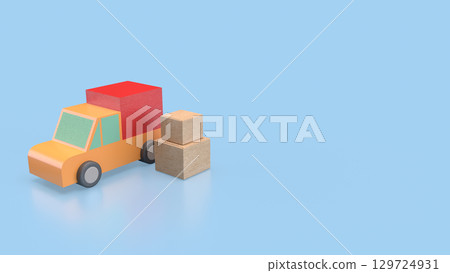 The Van truck and card board box for shipping or delivery concept 3d rendering. The Van truck and card board box for shipping or delivery concept 3d rendering. 129724931
