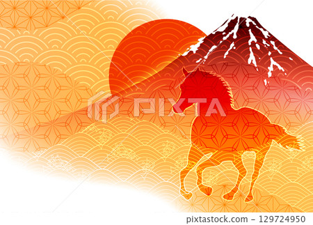 馬年賀卡十二生肖背景 馬年賀卡十二生肖背景 129724950