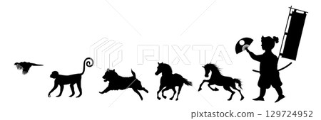 Horse New Year's card silhouette icon Horse New Year's card silhouette icon 129724952