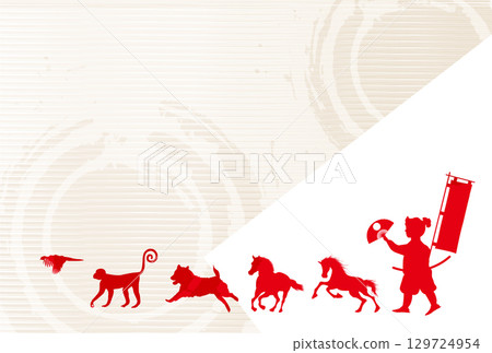 馬年賀卡十二生肖背景 129724954